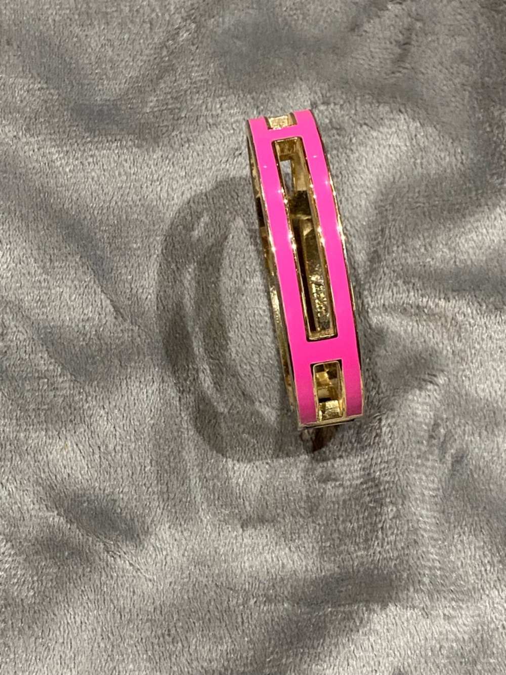 J. Crew Factory Pink and Gold Enamel Hinged Bracelet